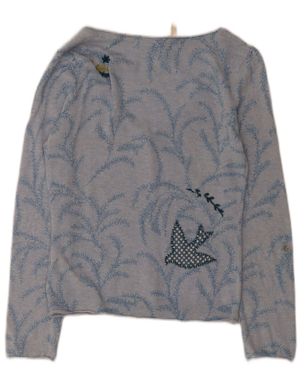 Damski sweter rozpinany White Stuff z abstrakcyjnym wzorem UK 10, mały niebieski