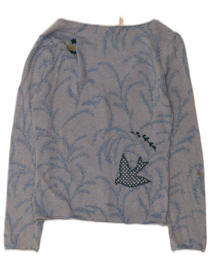 Damski sweter rozpinany White Stuff z abstrakcyjnym wzorem UK 10, mały niebieski