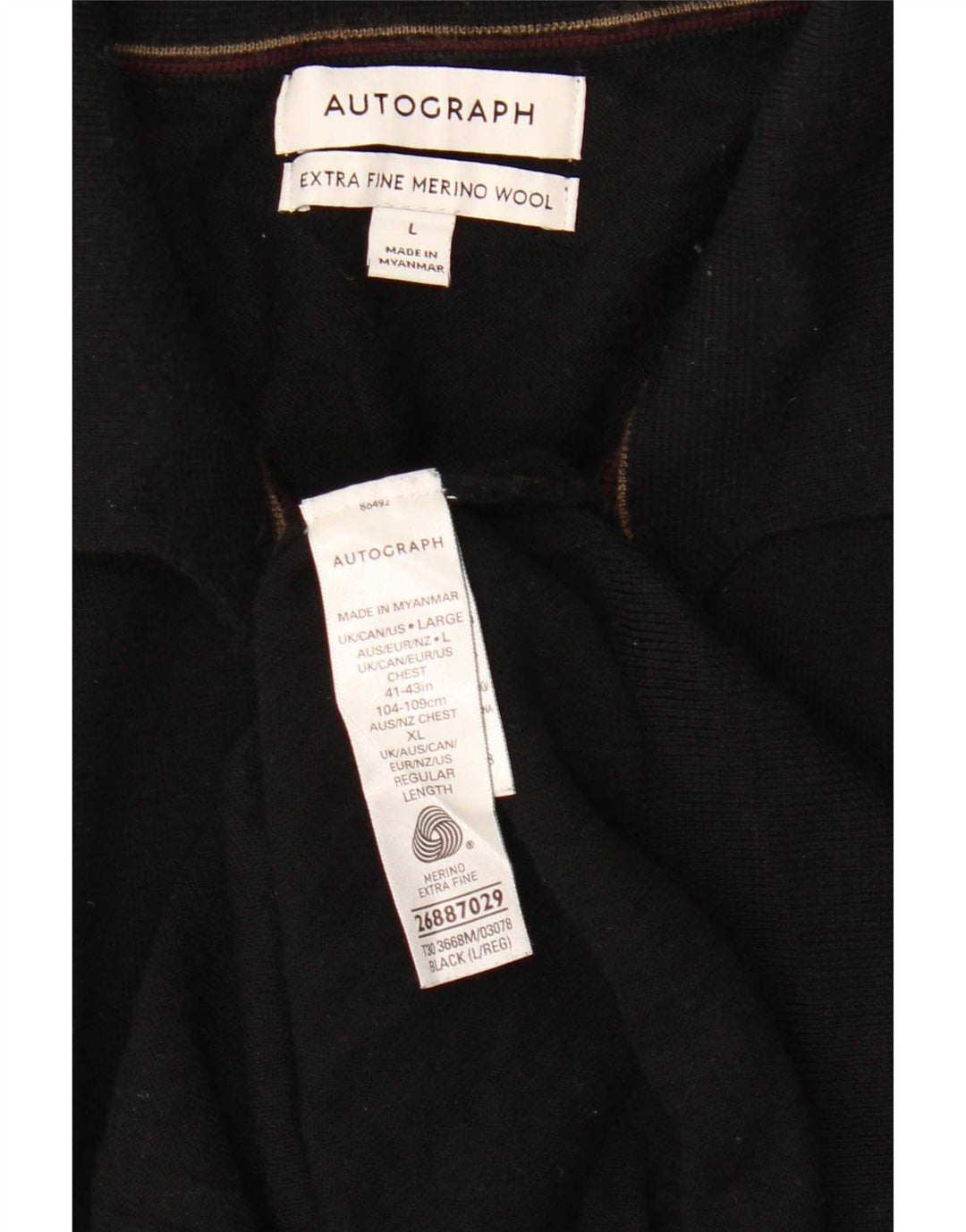 Marks & Spencer Męski sweter polo z autografem, duży, czarny