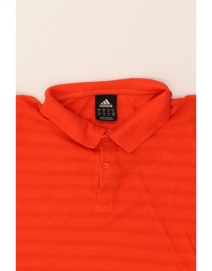ADIDAS Mens Polo Shirt Medium Red Striped Cotton | Vintage Adidas | Thrift | Second-Hand Adidas | Used Clothing | Messina Hembry 