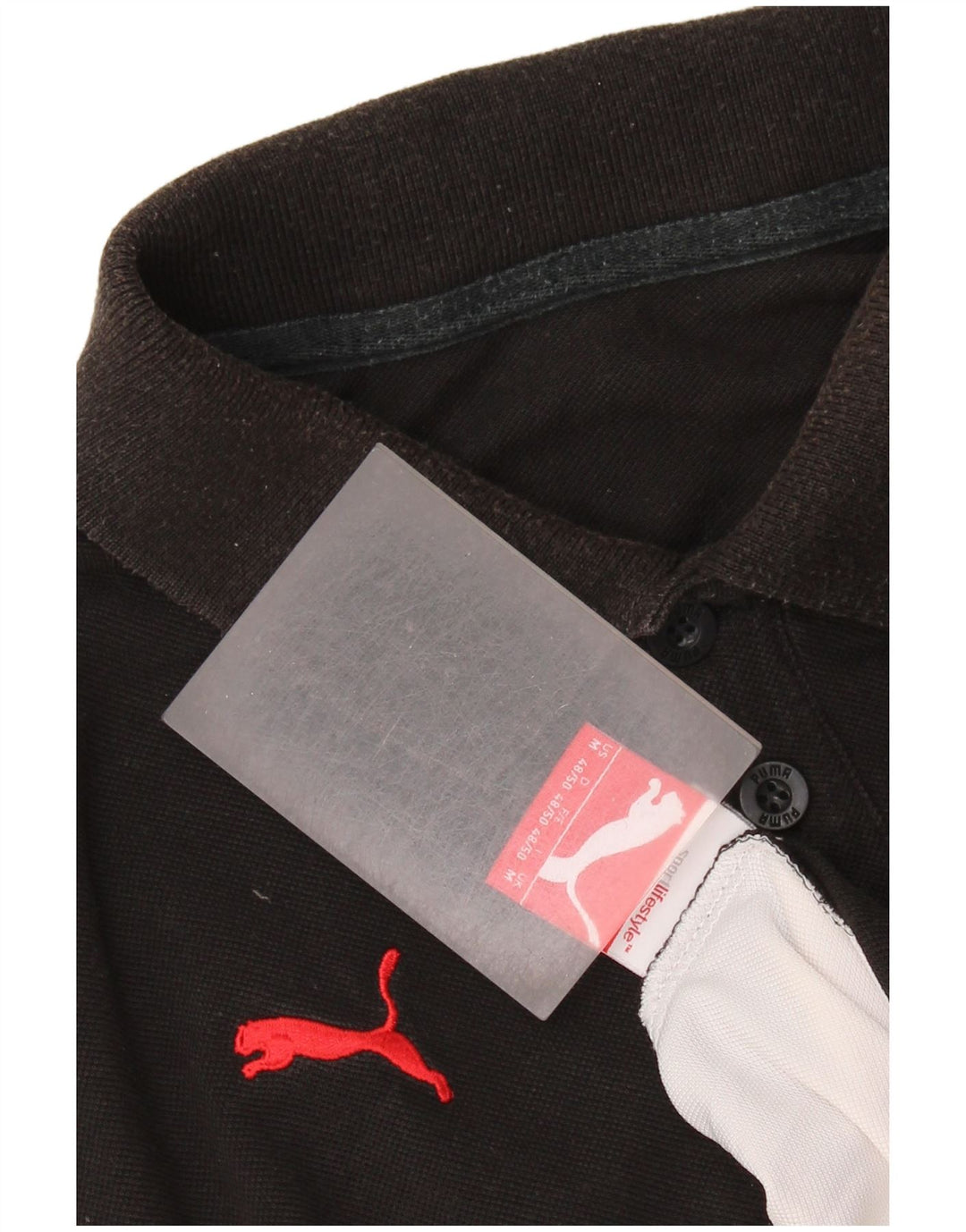 Męska koszulka polo PUMA, średnia czarna, z blokami kolorów