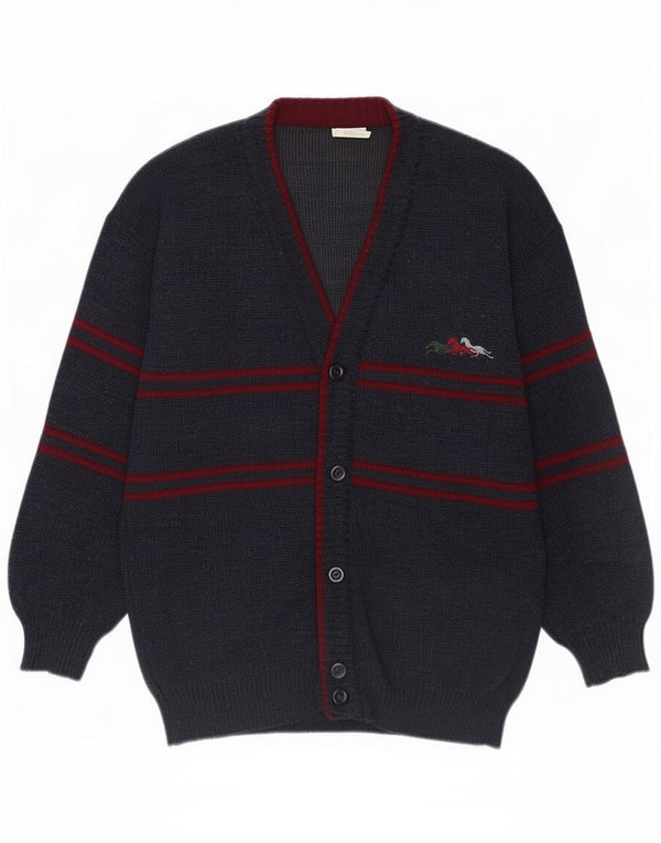 Vintage męski sweter rozpinany IT 48/50 średni granatowy akryl w paski