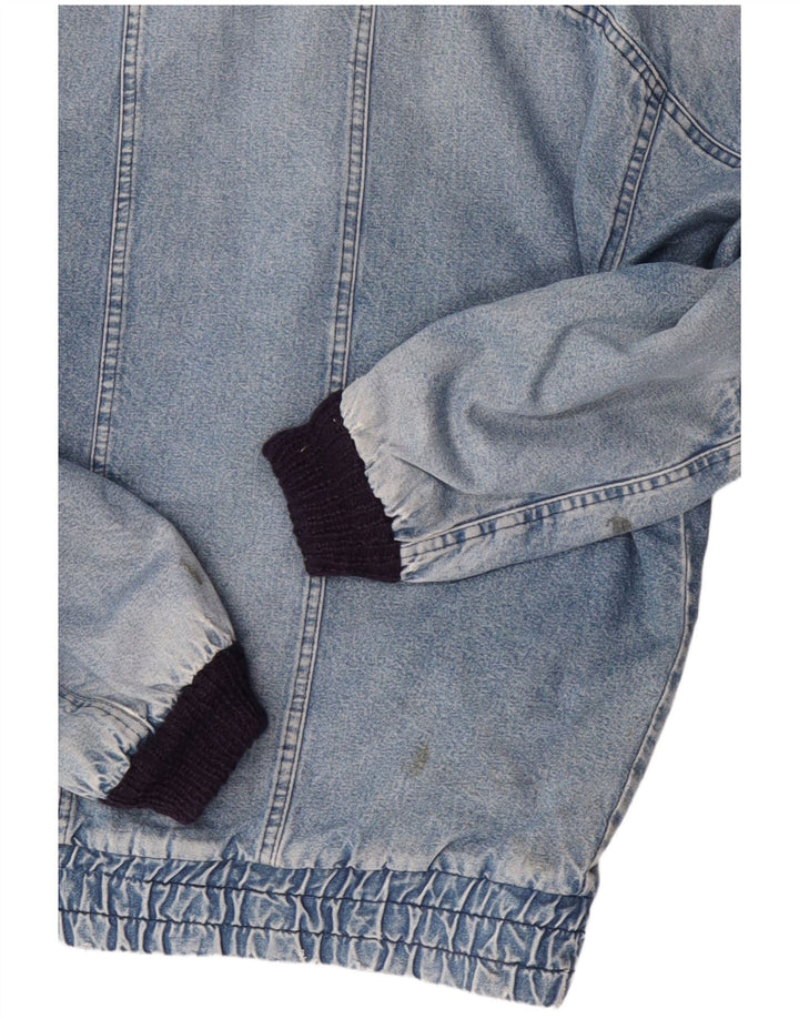 POP 84 Męska kurtka jeansowa typu Sherpa w stylu vintage, o luźnym kroju, UK 38, średnia niebieska bawełna