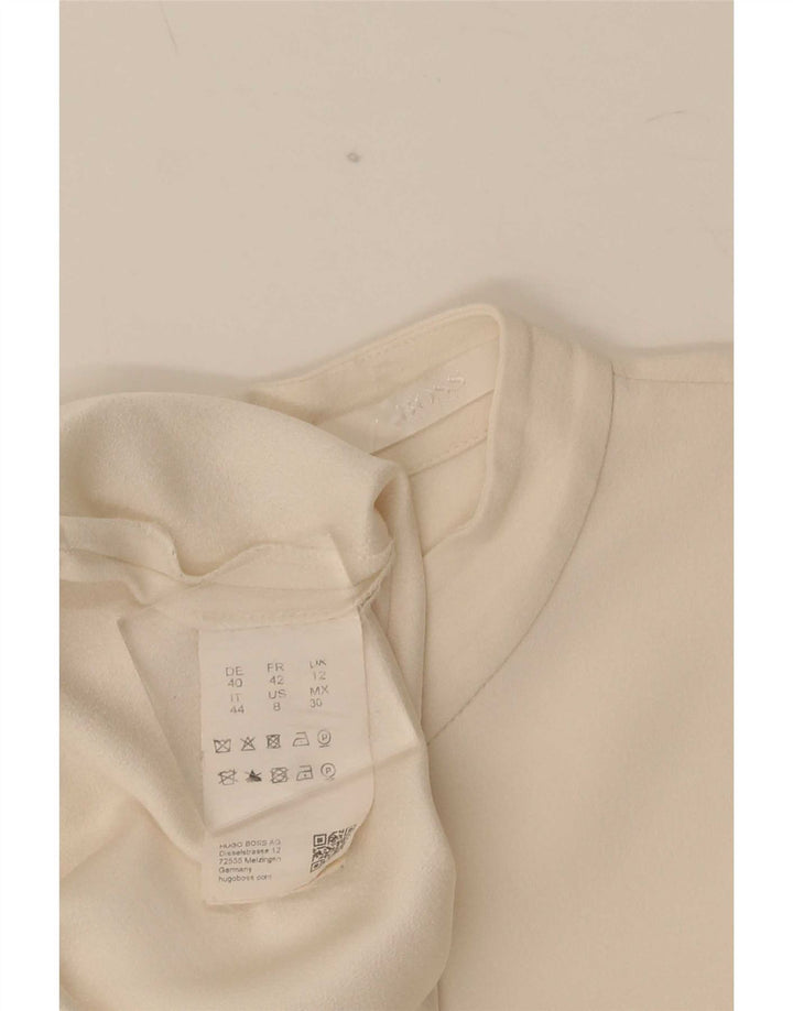 Damska bluzka z długim rękawem Hugo Boss UK 12 Medium Off White Acetat