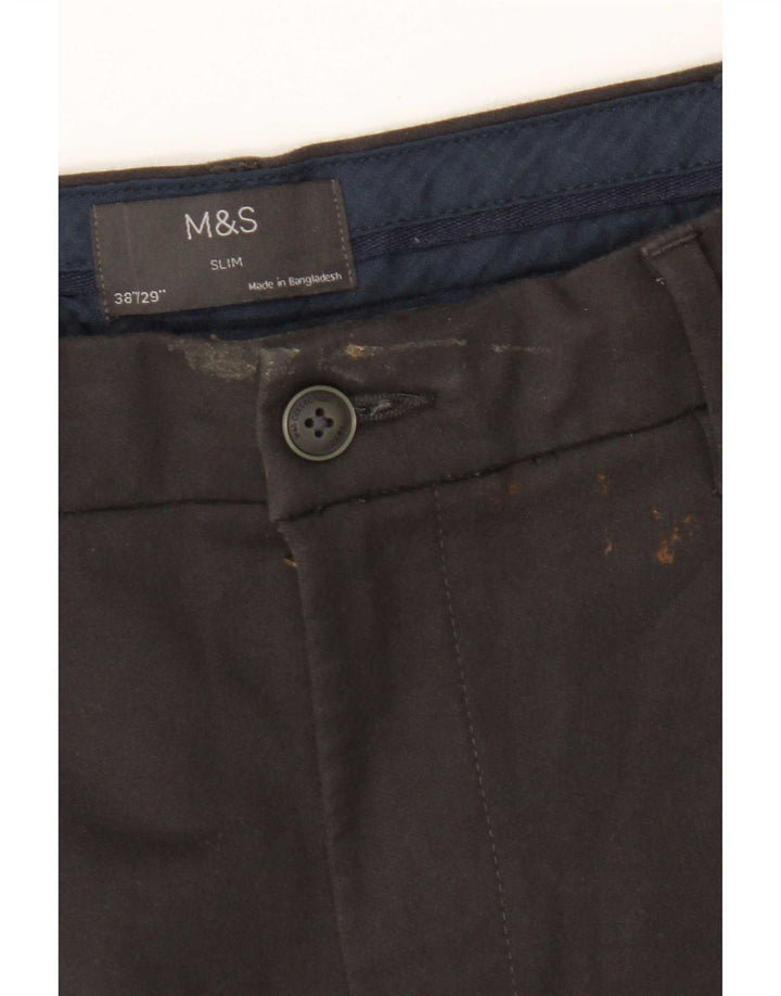 Marks & Spencer Męskie spodnie Chino W38 L29 Szare bawełniane