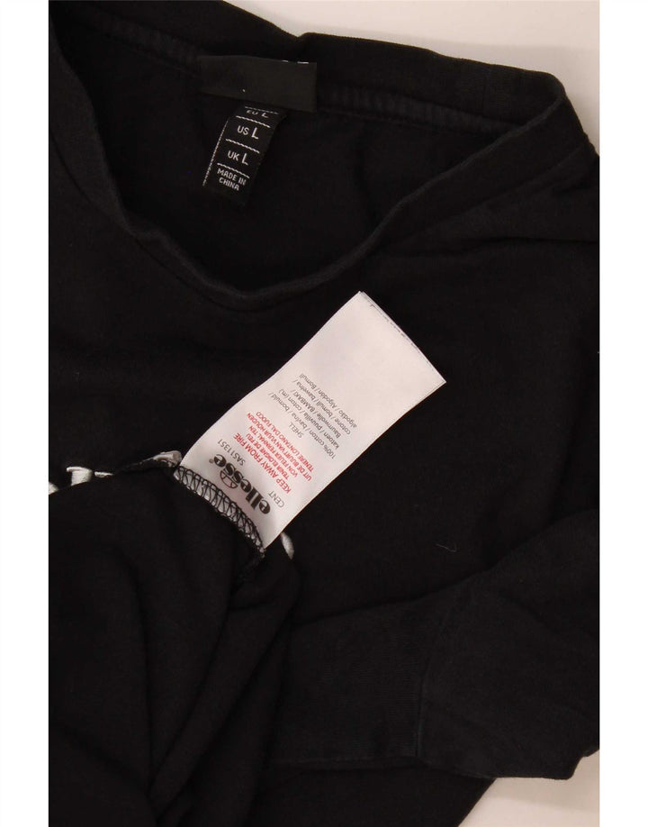 Męski T-shirt Ellesse Slim Fit, duży, czarny, bawełniany