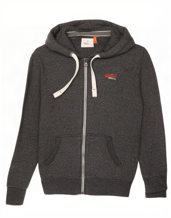 Męski sweter z kapturem i zamkiem Superdry Średnioszary, bawełniany w cętki