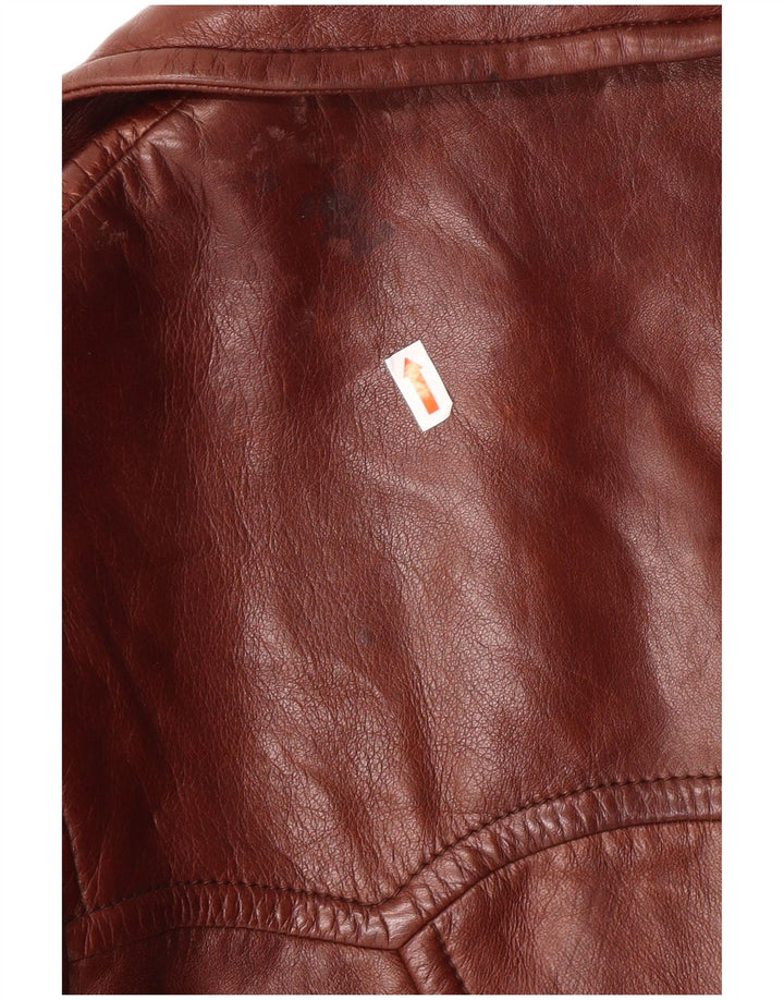 Damski płaszcz skórzany VINTAGE IT 52 2XL Brązowa skóra