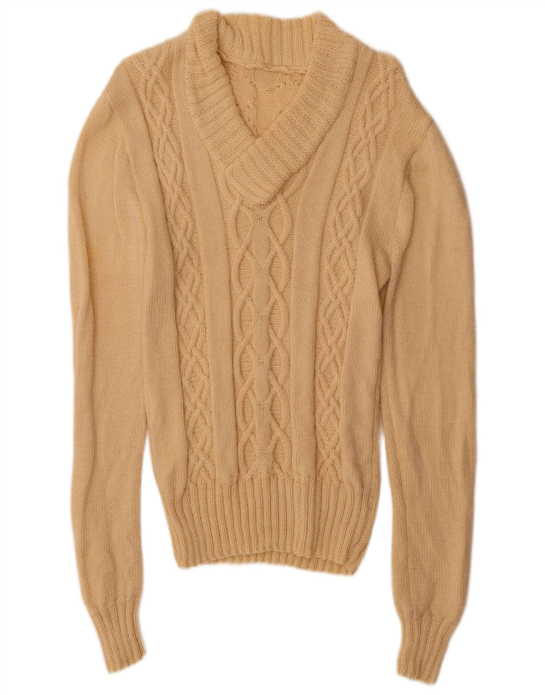 Sweter męski w stylu vintage z dekoltem w kształcie litery V, średni beż