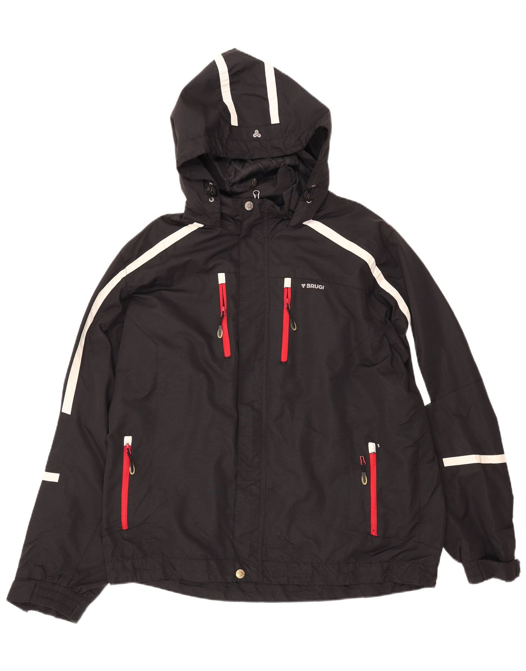 Męska kurtka przeciwdeszczowa z kapturem BRUGI UK 42 XL w czarne paski