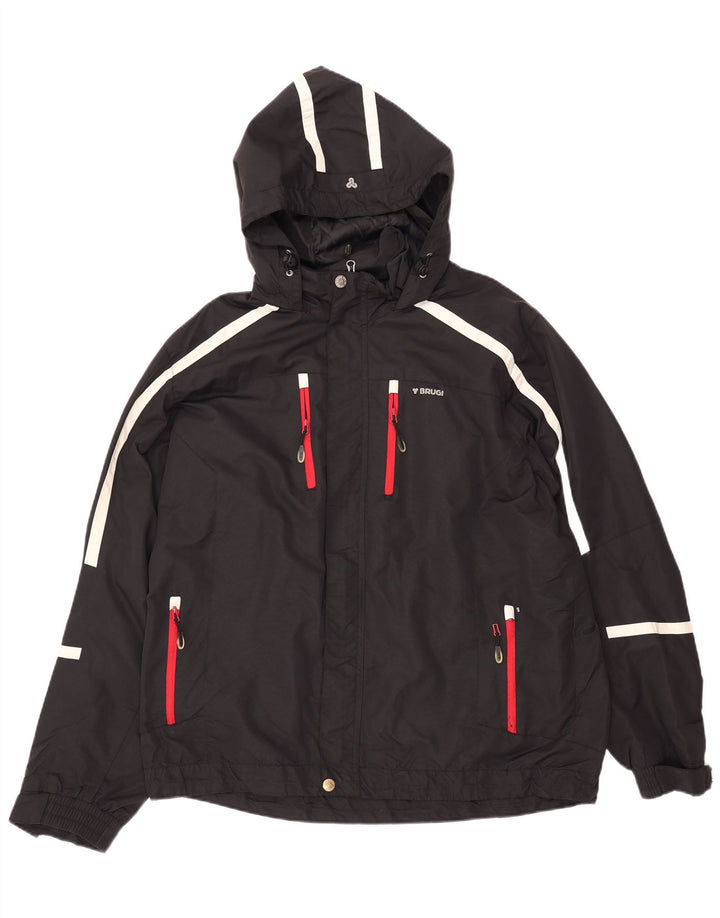 Męska kurtka przeciwdeszczowa z kapturem BRUGI UK 42 XL w czarne paski