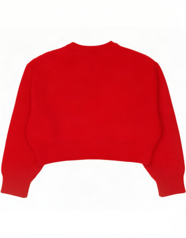 Damski sweter Zara Crop Oversize z dekoltem w łódkę UK 14 Średni czerwony