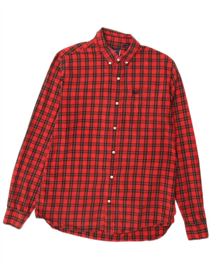 Męska koszula flanelowa Superdry, duża, bawełniana w czerwoną kratę