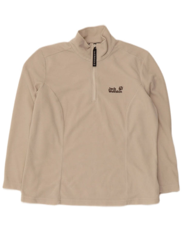 Damski sweter polarowy JACK WOLFSKIN z zamkiem błyskawicznym UK 16, duży, beżowy poliester