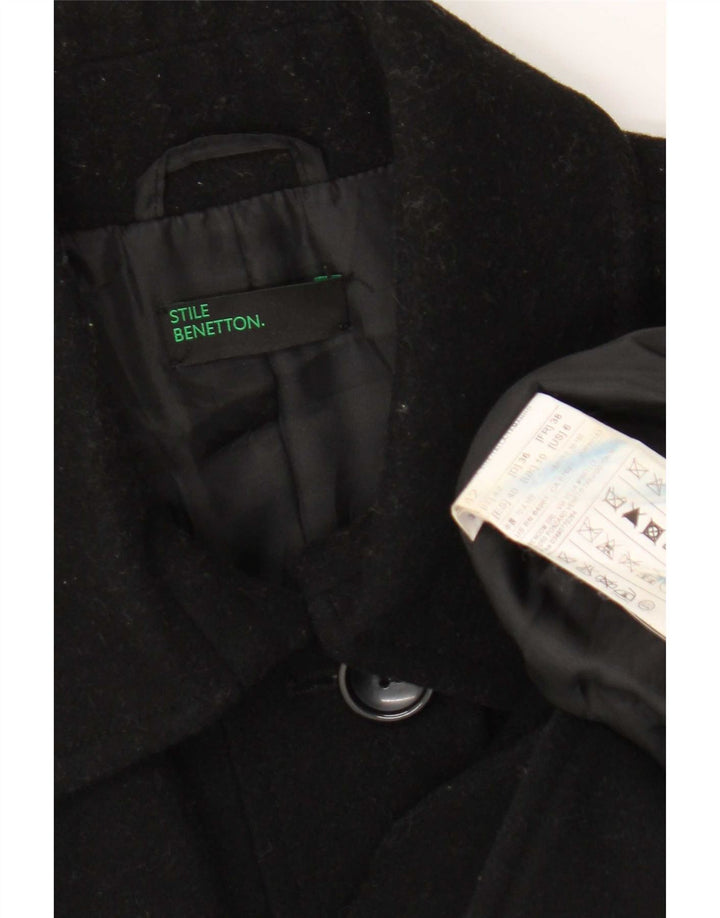 Płaszcz damski Benetton UK 10 Small, czarna wełna