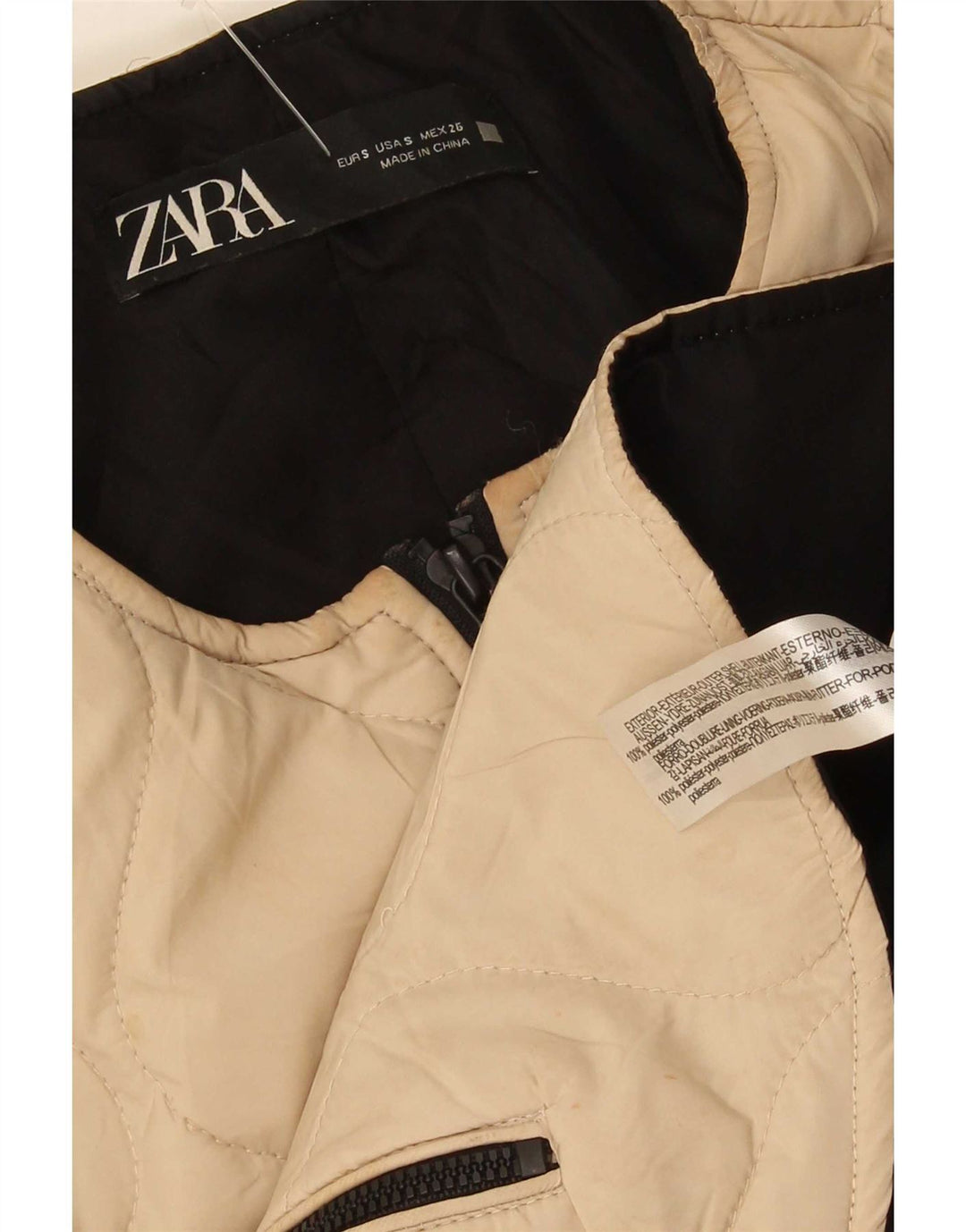 Damska pikowana kurtka oversize Zara UK 10 Small Beżowy poliester