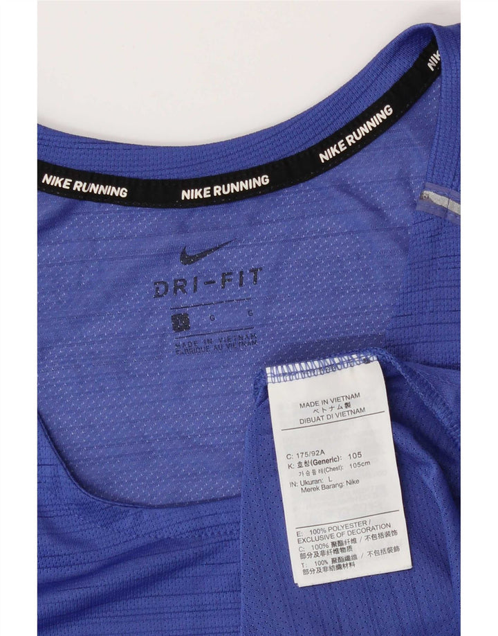 Męska kamizelka Nike Dri Fit, duża, niebieska, poliestrowa w prążki