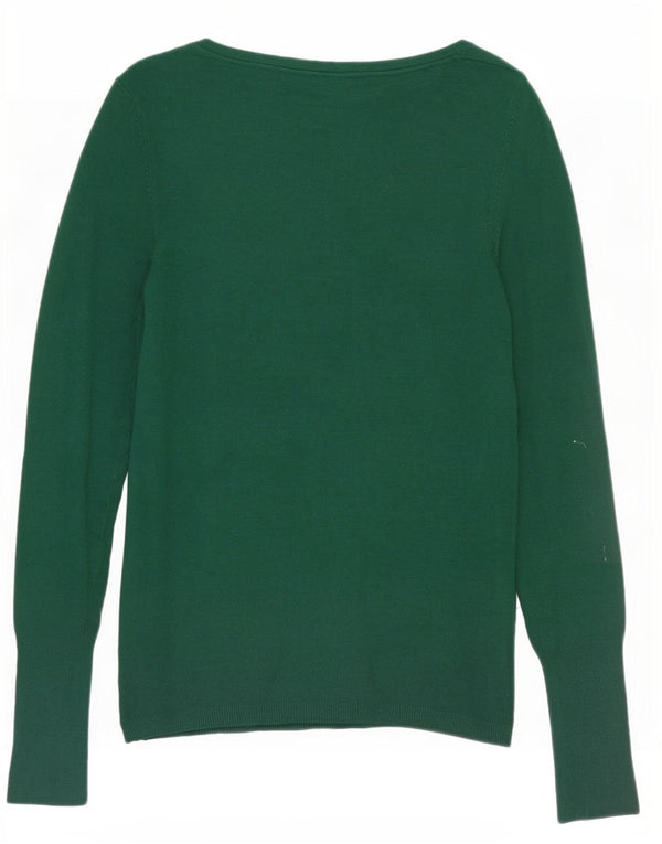 Damski sweter Zara z dekoltem w łódkę UK 12 Średni zielony sztuczny jedwab