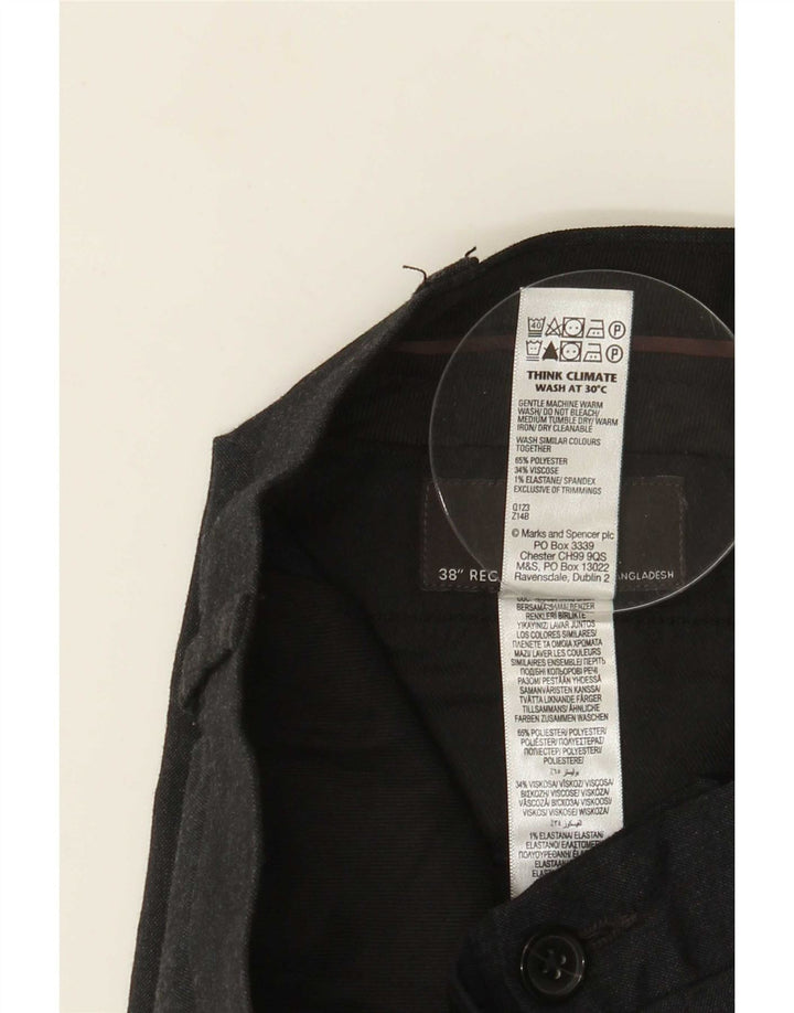 Marks & Spencer Męskie spodnie garniturowe slim fit W38 L31 Szary poliester