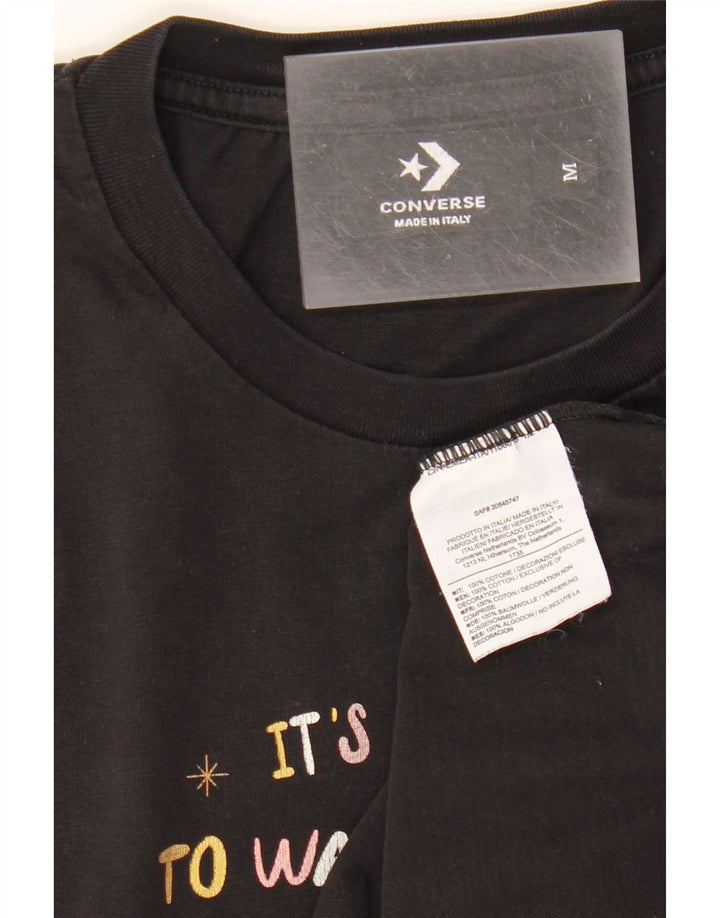 CONVERSE Mens Graphic T-Shirt Top Medium Black Cotton