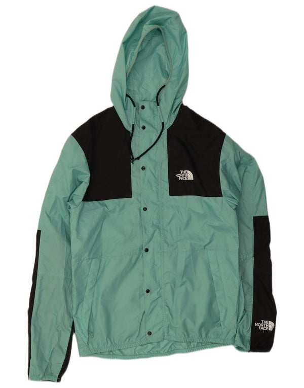 Męska kurtka przeciwdeszczowa z kapturem The North Face UK 36 w małych turkusowych blokach kolorów