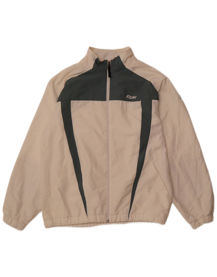 Męska kurtka dresowa REEBOK, duża, złamana biel, poliester w blokach kolorów