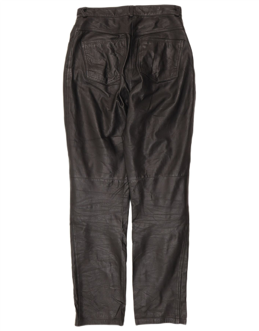 Damskie zwężane skórzane spodnie VINTAGE UK 10 Small W28 L30 Czarna skóra