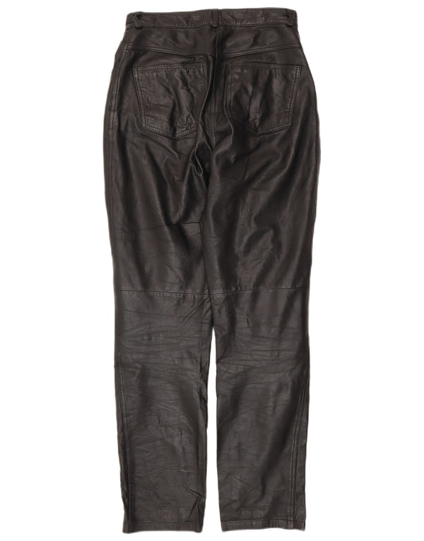 Damskie zwężane skórzane spodnie VINTAGE UK 10 Small W28 L30 Czarna skóra