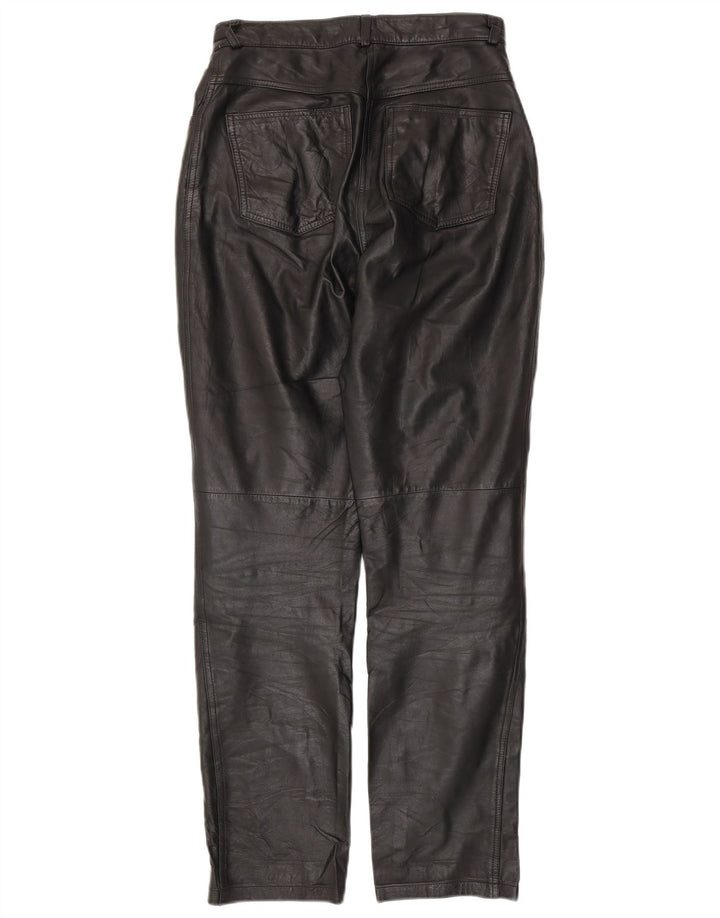 Damskie zwężane skórzane spodnie VINTAGE UK 10 Small W28 L30 Czarna skóra