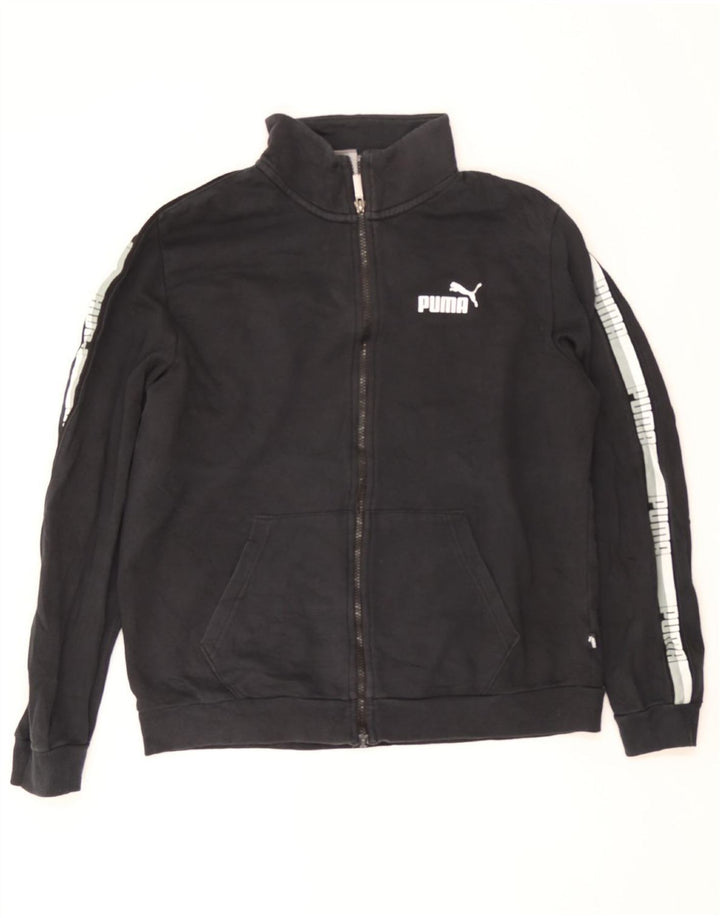 PUMA Mens Graphic Tracksuit Top Jacket Medium Black Colourblock Cotton Vintage Puma and Second-Hand Puma from Messina Hembry 