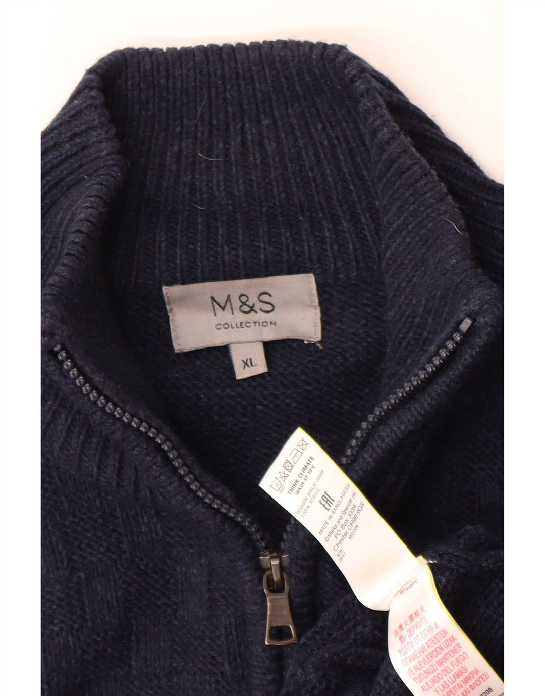 Marks & Spencer Męski sweter rozpinany na zamek XL, granatowy, akryl