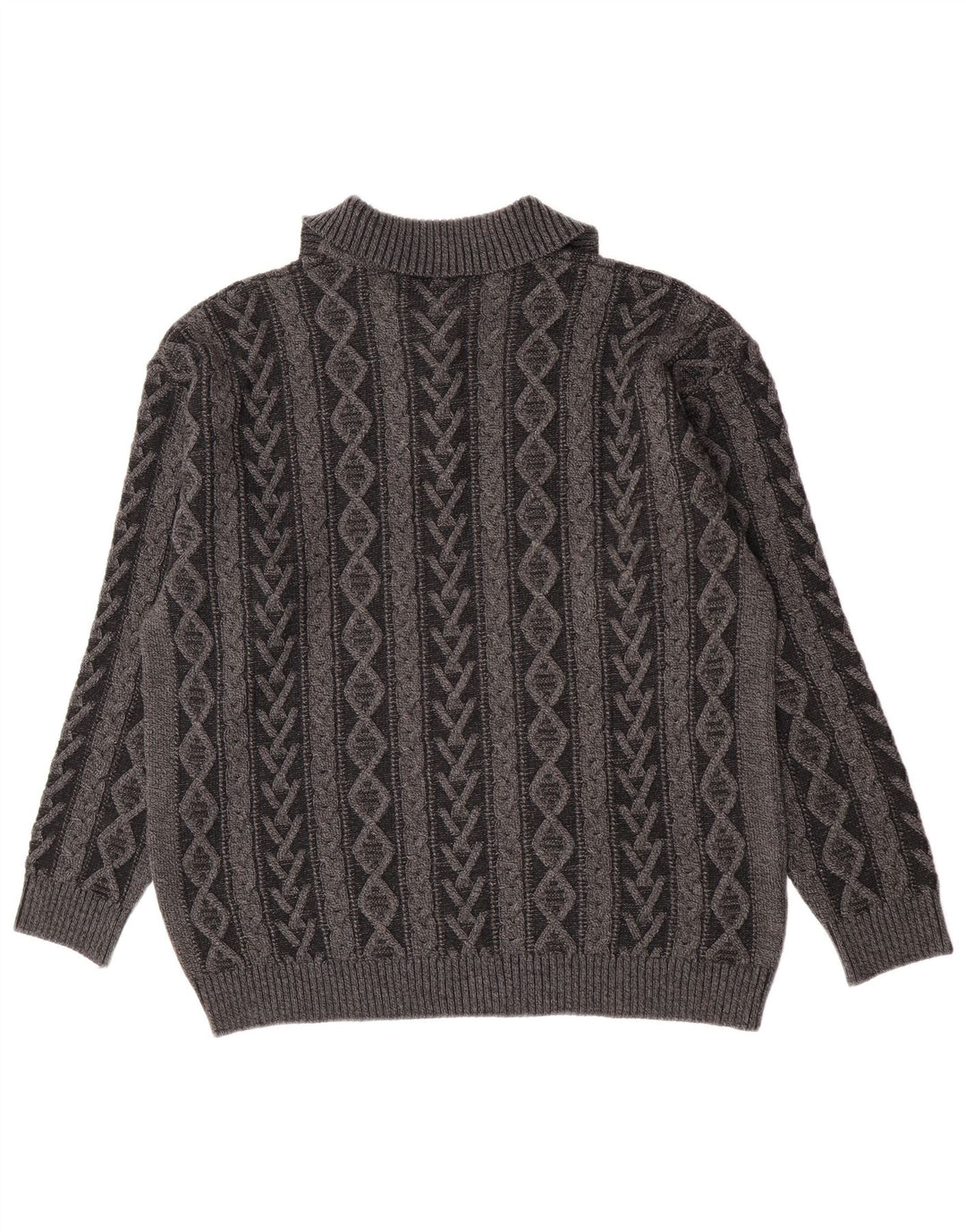 Vintage męski sweter z zamkiem błyskawicznym IT 52, duża, szara, geometryczna wełna