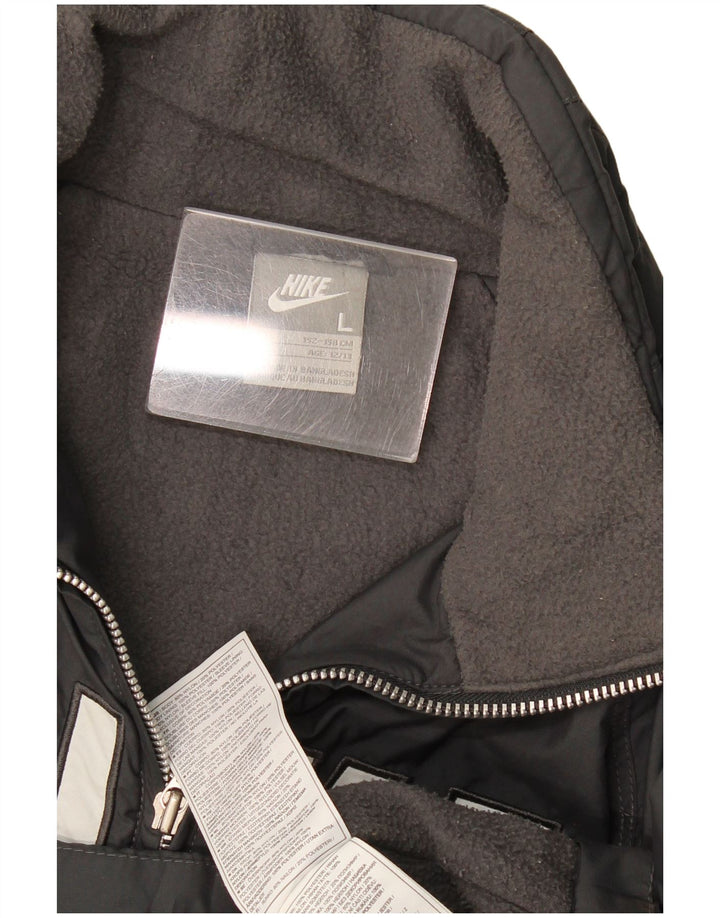 Dziewczęca kurtka wiatrówka Nike z grafiką na 12-13 lat, duża, szara, poliestrowa