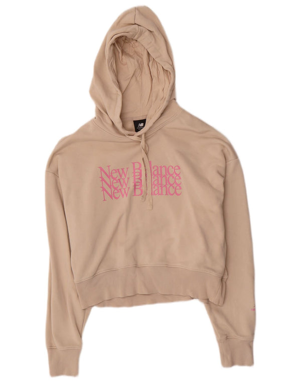 Damska bluza z kapturem New Balance Oversized Crop Graphic UK 10 Small Beige