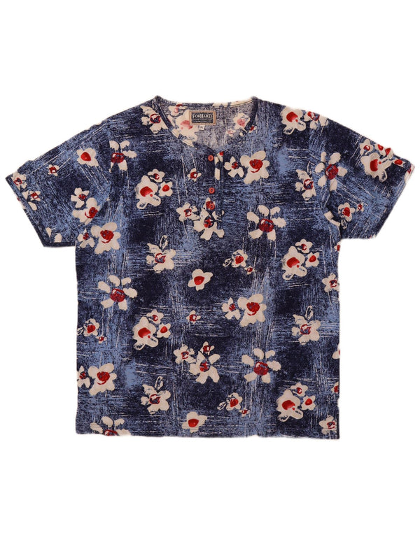 Damska koszulka z grafiką w stylu vintage Top UK 18 XL Niebieskie kwiaty