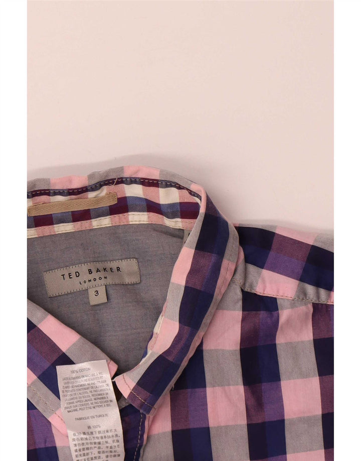 Ted Baker Męska koszula z krótkim rękawem, rozmiar 3, średnia, wielokolorowa, bawełniana krata