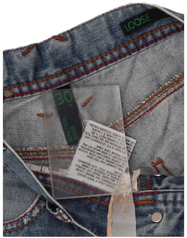 Damskie spodenki jeansowe Benetton Distressed Loose Fit W30 Medium Blue