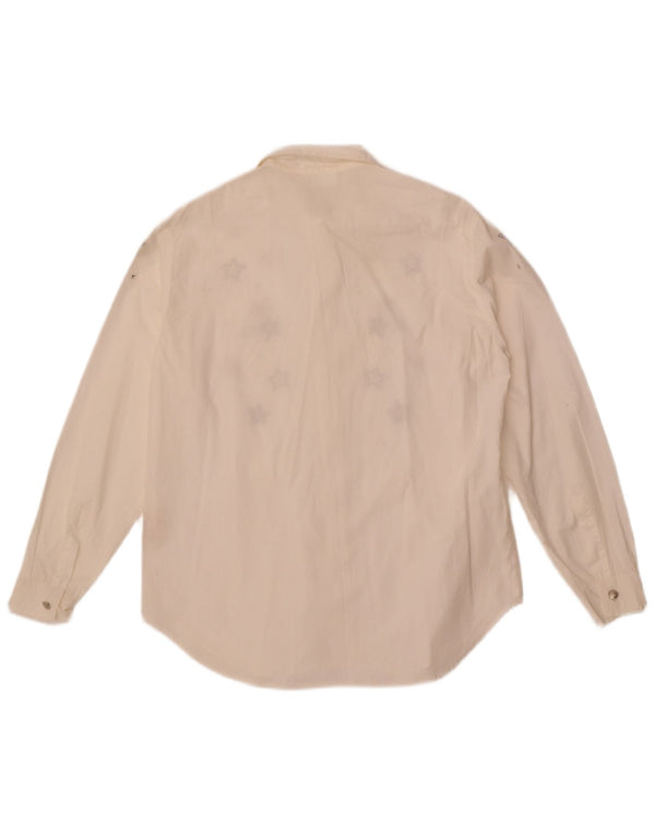 Damska koszula graficzna Roccobarocco IT 44 Średnia biała bawełniana geometryczna