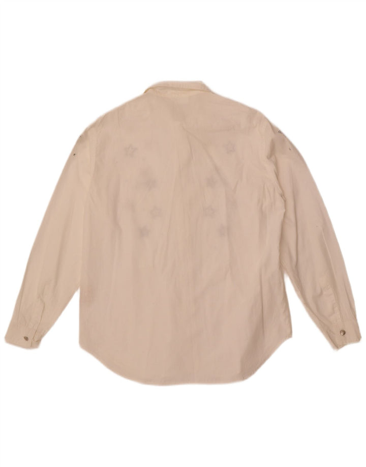 Damska koszula graficzna Roccobarocco IT 44 Średnia biała bawełniana geometryczna