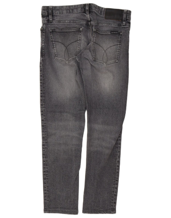 Męskie proste dżinsy CALVIN KLEIN W32 L28 Szara bawełna