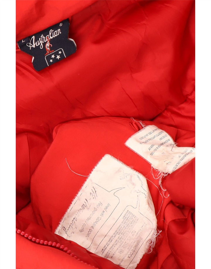 Damski płaszcz z kapturem i ociepleniem AUSTRALIAN L'ALPINA UK 16, duży, czerwony poliester