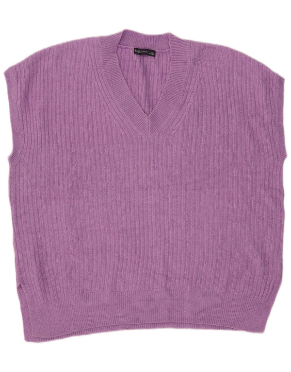 Marks & Spencer Damski podkoszulek z kamizelką oversize UK 16, duży, fioletowy, akrylowy