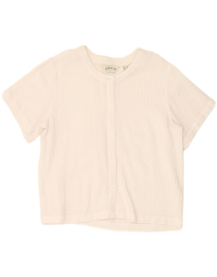 ORVIS Womens Short Sleeve Shirt Blouse UK 14 Medium White Rayon Vintage Orvis and Second-Hand Orvis from Messina Hembry 