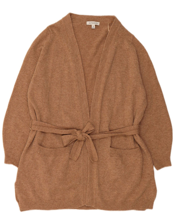 Marks & Spencer Męski sweter rozpinany o przedłużonym fasonie, UK 18 XL, brązowa wełna