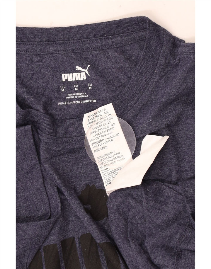 Męska koszulka z grafiką Puma, średnia, granatowa, bawełniana nakrapiana