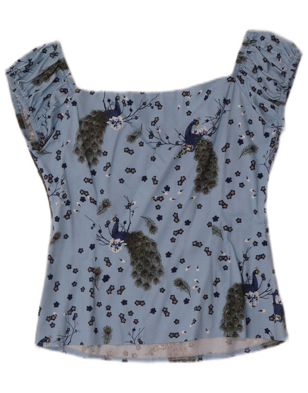 Damska bluzka Collectif Crop Top UK 14 Średni niebieski, bawełniany nadruk zwierzęcy
