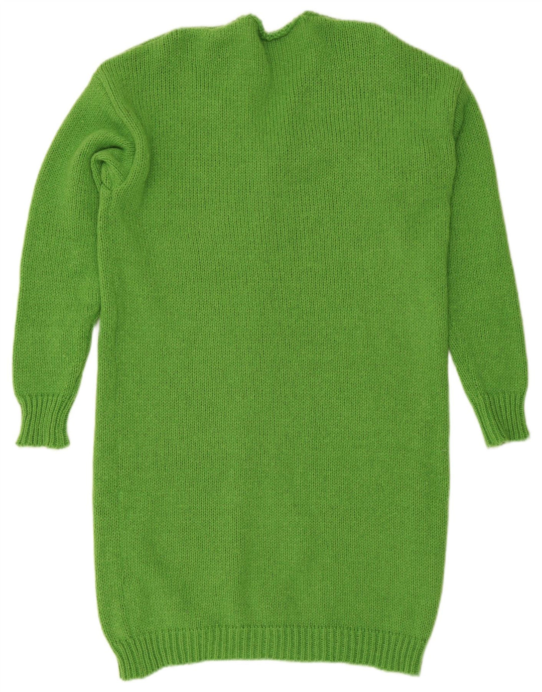Vintage damski sweter o przedłużonym kroju, z otwartym kardiganem, UK 14, średni zielony poliester