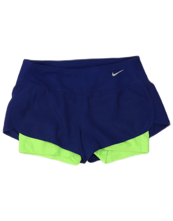 Damskie spodenki sportowe Nike Dri Fit UK 10, małe, granatowe, z blokami kolorów