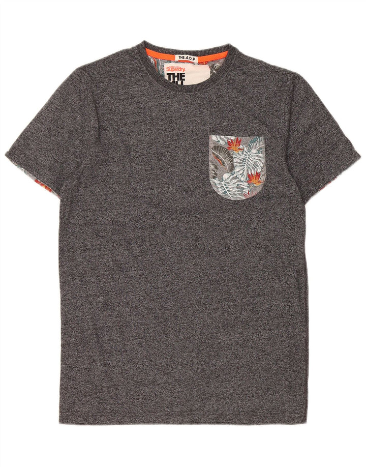 T-shirt męski Superdry, mały, szary, bawełniany w plamki