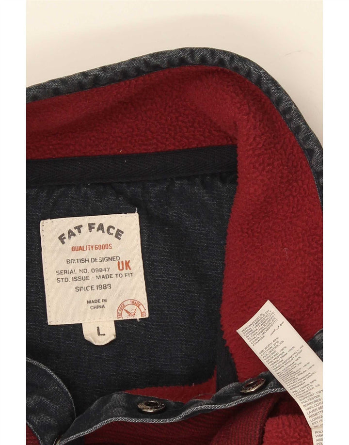 Męska bluza z kapturem i dekoltem Fat Face, duża, bordowa bawełna